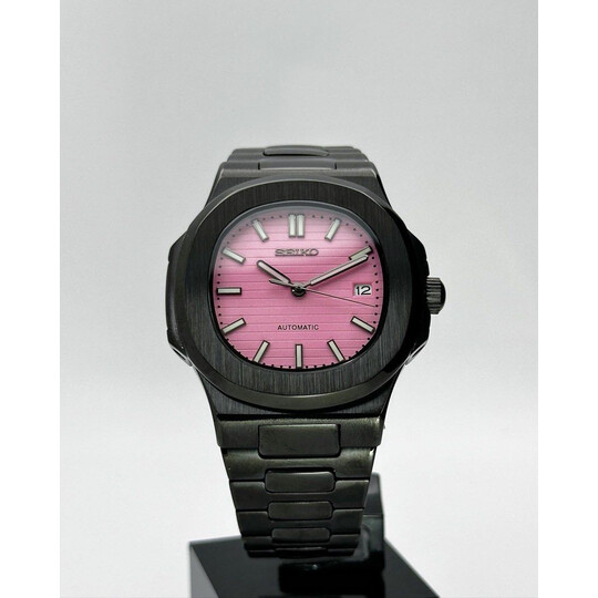 Custom Seiko Mod • Black Pink Nautilus • 40mm